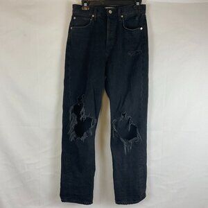 Agolde 90's Jeans 25 Black Distressed Destroyed Button Fly